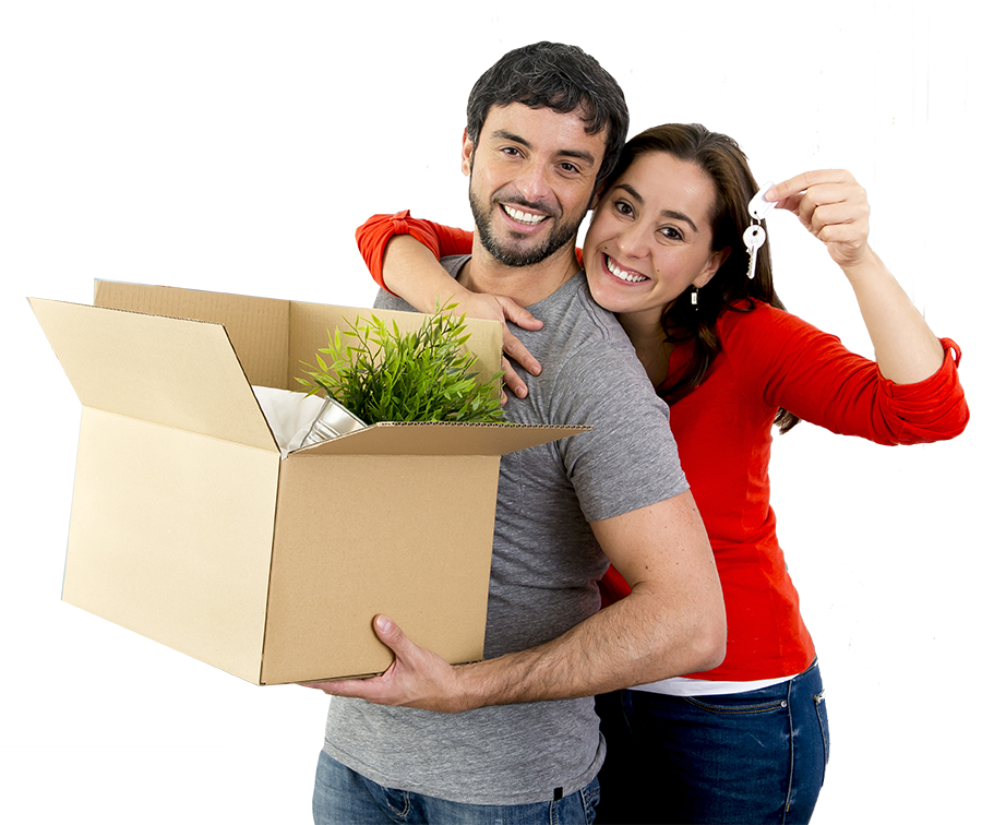 young couple happy about moving